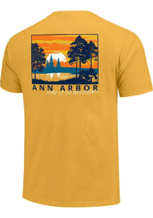 Michigan Wolverines 0 City Scene lake Short Sleeve T Shirt - Yellow