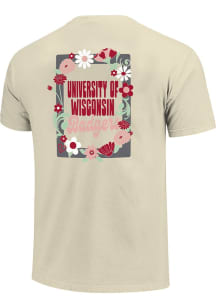 Wisconsin Badgers Floral Frame Short Sleeve T-Shirt - Ivory