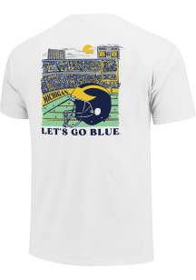 Michigan Wolverines 0 Stadium Helmet Short Sleeve T Shirt - White
