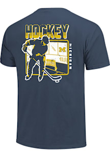 Michigan Wolverines Blue 0 Hockey Stripe Short Sleeve T Shirt