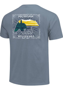 Michigan Wolverines State Scenery Short Sleeve T Shirt - Light Blue