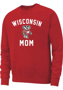 Womens Red Wisconsin Badgers Mom Crew Sweatshirt