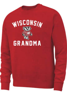 Womens Red Wisconsin Badgers Grandma Crew Sweatshirt
