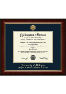 Brown Michigan Wolverines Engraved Murano Music Theatre Dance Diploma Frame