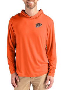 Cutter and Buck UTEP Miners Mens Orange Coastline Eco Long Sleeve Lightweight Hoodie