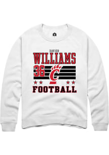 Xavier Williams Rally Mens White Cincinnati Bearcats NIL Striped Player Crew