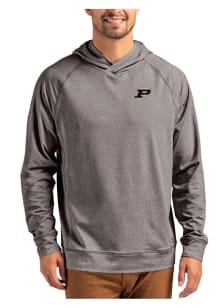 Mens Purdue Boilermakers Black Cutter and Buck Adapt Knit Hood Hooded Sweatshirt