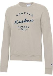 Champion Seattle Kraken Womens Oatmeal Arch Script Powerblend Crew Sweatshirt
