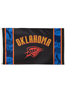 Oklahoma City Thunder City Edition Silk Screen Grommet Flag - Black
