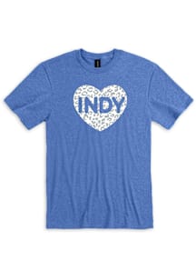 Indianapolis Womens Blue Glitter Heart Short Sleeve T-Shirt