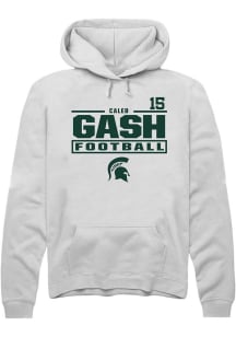 Caleb Gash Rally Mens White Michigan State Spartans NIL Stacked Box Hooded Sweatshirt