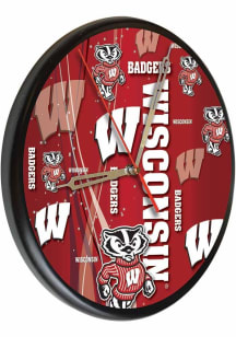 Black Wisconsin Badgers Printed Wall Clock