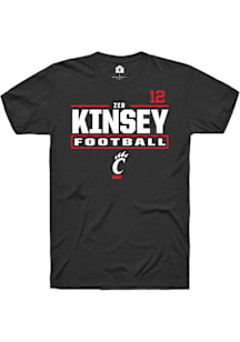 Zeb Kinsey Cincinnati Bearcats Black Football NIL Stacked Box Short Sleeve Player T Shirt