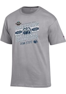 Penn State Nittany Lions Grey Champion 2025 Wrestling National Champions Jersey Short Sleeve T Shi..