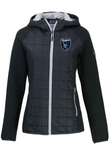 Cutter and Buck San Jose Earthquakes Womens Black Rainier PrimaLoft Hybrid Medium Weight Jacket