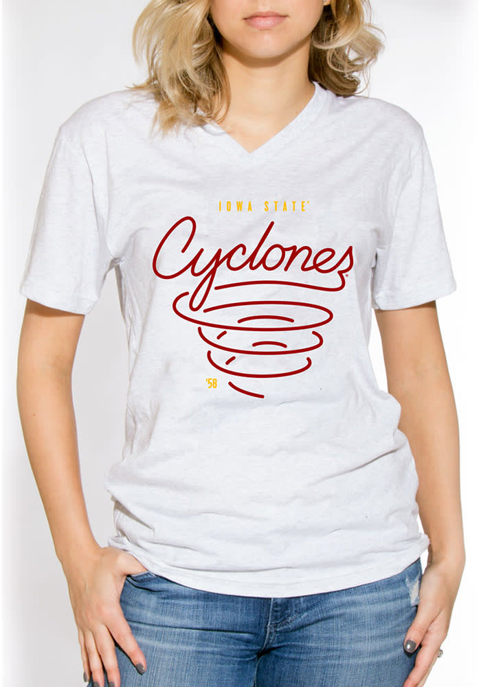 Iowa State Cyclones Womens White Cyclone V-Neck T-Shirt