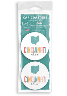 Cincinnati 2 Pack Watercolor Car Coaster -
