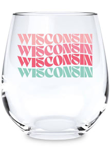 Wisconsin Stemless Retro Wave Stemless Wine Glass - Pink