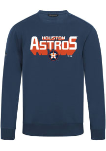 Levelwear Houston Astros Mens Navy Blue Zane Retro 3D Long Sleeve Crew Sweatshirt