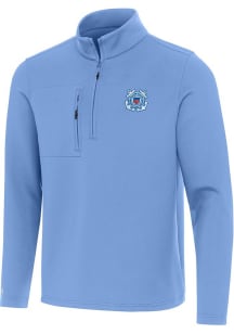 Antigua Coast Guard Mens Light Blue Insider Long Sleeve Qtr Zip Pullover