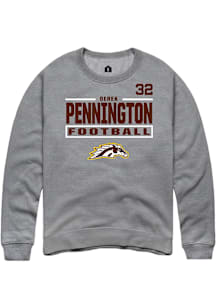 Derek Pennington Western Michigan Broncos Mens Grey Football NIL Stacked Box Player Crew