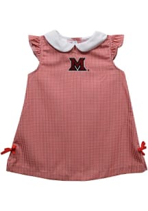 Vive La Fete Miami RedHawks Baby Girls Red Gingham Short Sleeve Dress