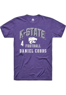 Daniel Cobbs Rally Mens Purple K-State Wildcats NIL Arch Logo Player T Shirt
