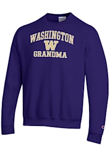 Champion Washington Huskies Mens Purple Grandma Powerblend Long Sleeve Crew Sweatshirt