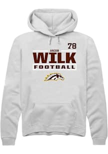 Jacob Wilk Western Michigan Broncos Mens White Football NIL Stacked Box Player Hood
