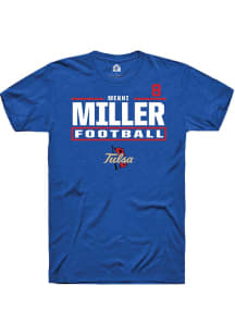 Mekhi Miller Rally Mens Blue Tulsa Golden Hurricane NIL Stacked Box Player T Shirt