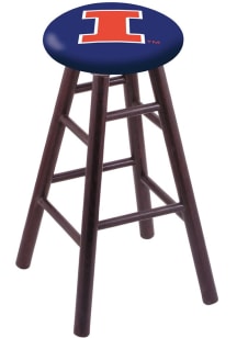 Brown Illinois Fighting Illini Round Cushion Oak Pub Stool