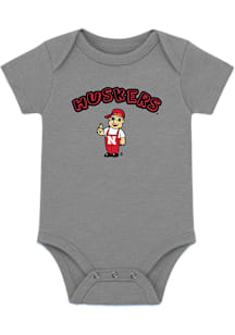 Nebraska Cornhuskers Baby Grey Arched Wordmark Short Sleeve One Piece