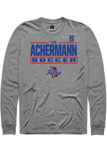 Luc Achermann Mens Graphite Tulsa Golden Hurricane NIL Stacked Box Long Sleeve Player T Shirt