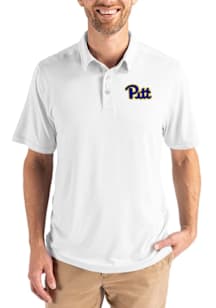 Mens Pitt Panthers White Cutter and Buck Coastline Eco Short Sleeve Polo Shirt