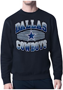 Starter Dallas Cowboys Mens Navy Blue Team Grit Long Sleeve Crew Sweatshirt