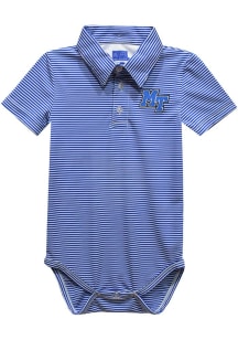 Vive La Fete Middle Tennessee Blue Raiders Baby Blue Pencil Stripe Short Sleeve One Piece Polo