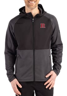 Mens Rutgers Scarlet Knights Black Cutter and Buck Peshastin Long Sleeve Full Zip Jacket