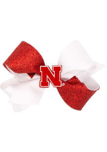 Color Block Glitter Nebraska Cornhuskers Kids Hair Barrette - Red