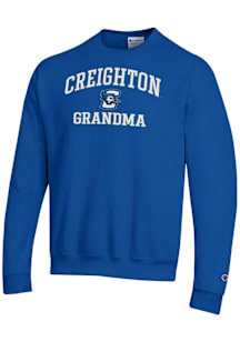 Champion Creighton Bluejays Mens Blue Grandma Powerblend Long Sleeve Crew Sweatshirt