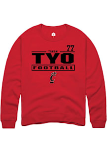 Taran Tyo Cincinnati Bearcats Mens Red Football NIL Stacked Box Player Crew