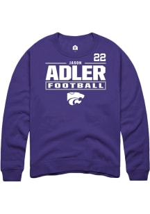 Jason Adler Rally Mens Purple K-State Wildcats NIL Stacked Box Player Crew