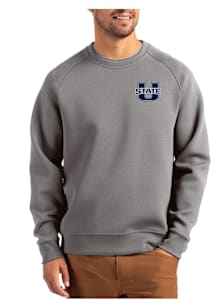 Cutter and Buck Utah State Aggies Mens Graphite Roam Long Sleeve Crew Sweatshirt