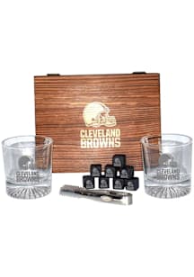 Cleveland Browns Acacia Boxed Rocks Drink Set