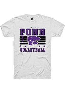 Caleigh Ponn Rally Mens White K-State Wildcats NIL Striped Player T Shirt