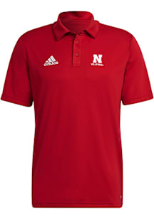 Adidas Nebraska Cornhuskers Mens Red Entrada22 Volleyball Short Sleeve Polo