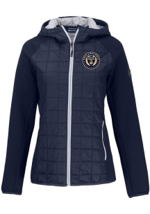 Cutter and Buck Philadelphia Union Womens Navy Blue Rainier PrimaLoft Hybrid Medium Weight Jacket