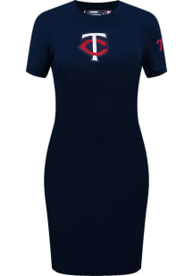 Pro Standard Minnesota Twins Womens Navy Blue Classic Short Sleeve Dress