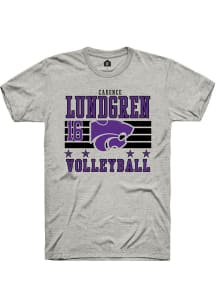 Cadence Lundgren Rally Mens Ash K-State Wildcats NIL Striped Player T Shirt