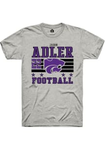 Jason Adler Rally Mens Ash K-State Wildcats NIL Striped Player T Shirt