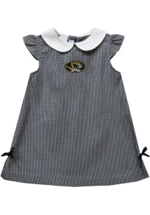 Vive La Fete Missouri Tigers Baby Girls Black Gingham Short Sleeve Dress